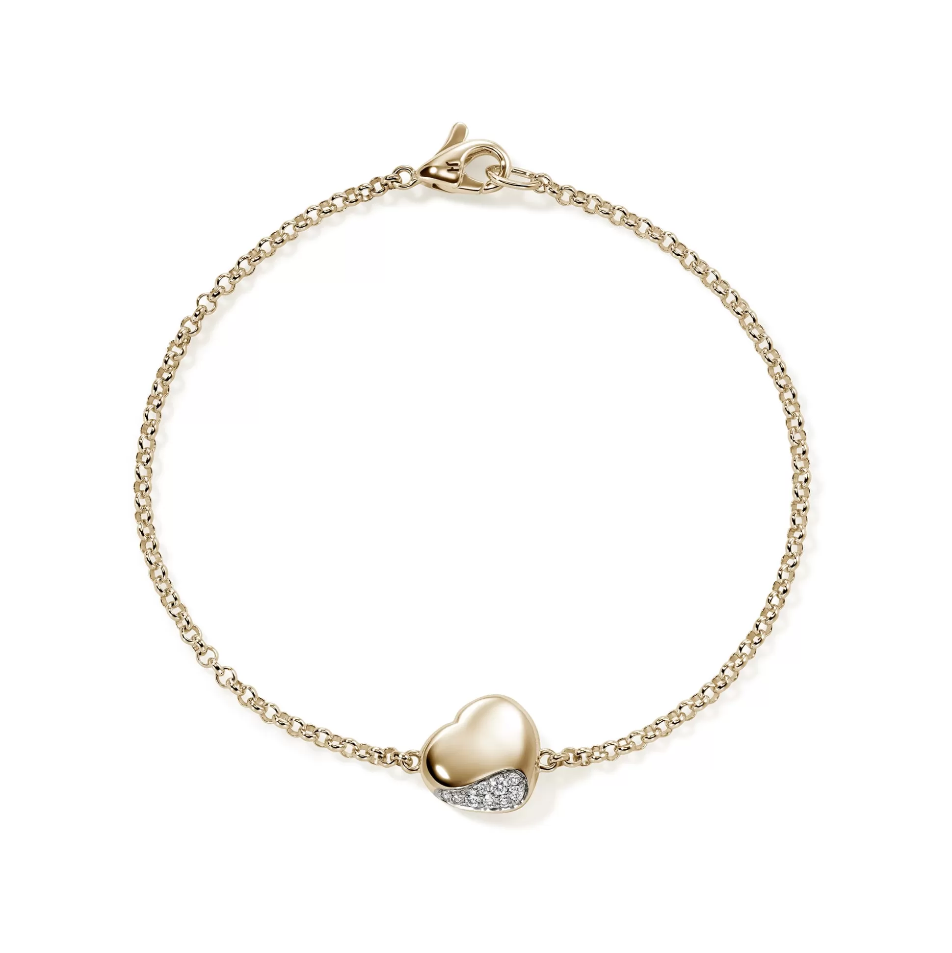 Best Sale John Hardy Pebble Heart Bracelet, Gold, Diamonds