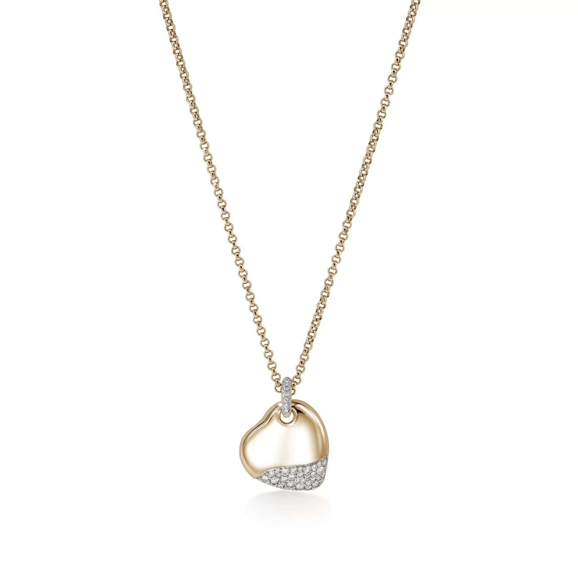 Sale John Hardy Pebble Heart Necklace, Gold, Diamonds, Large