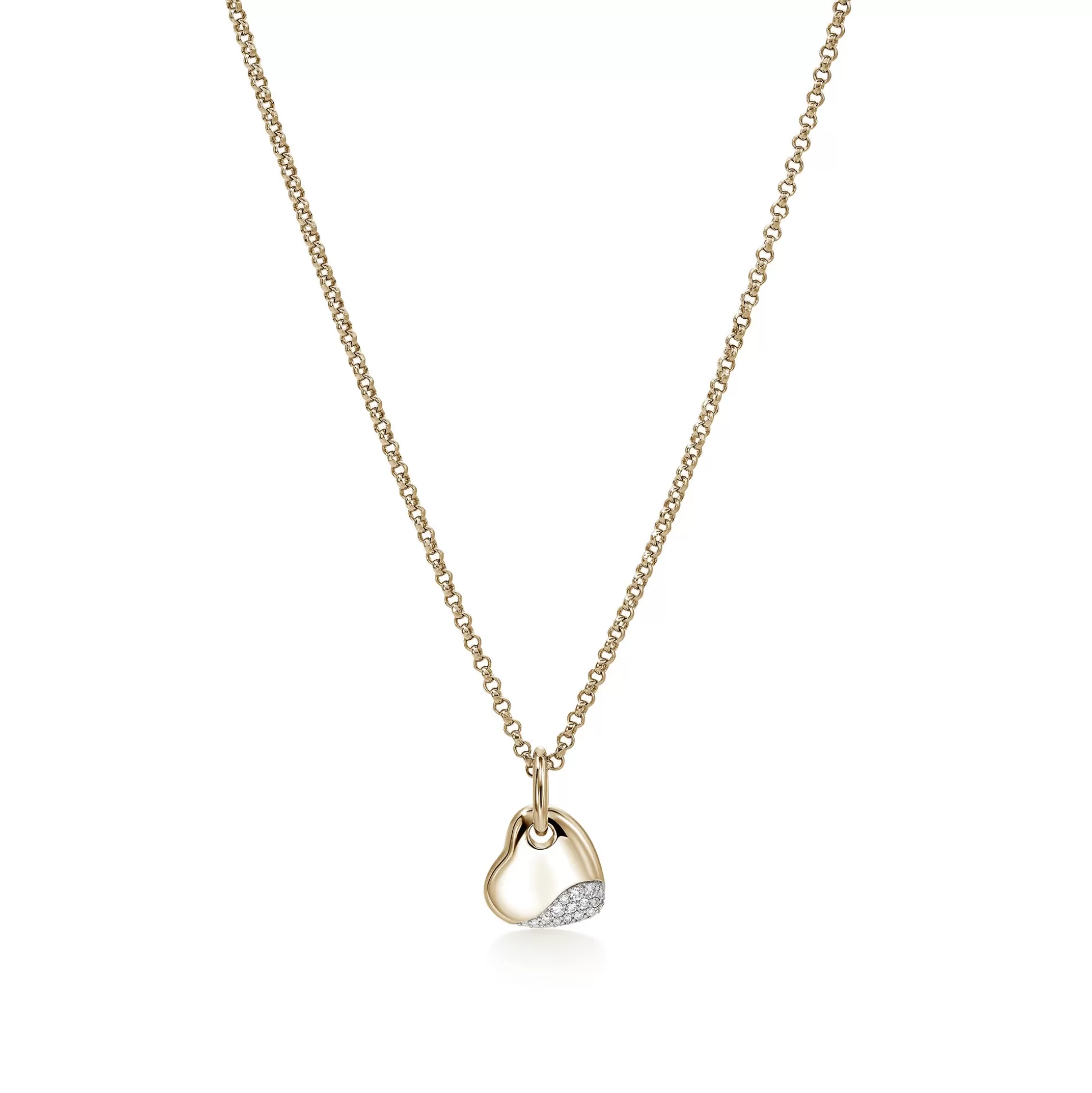 New John Hardy Pebble Heart Necklace, Gold, Diamonds, Small