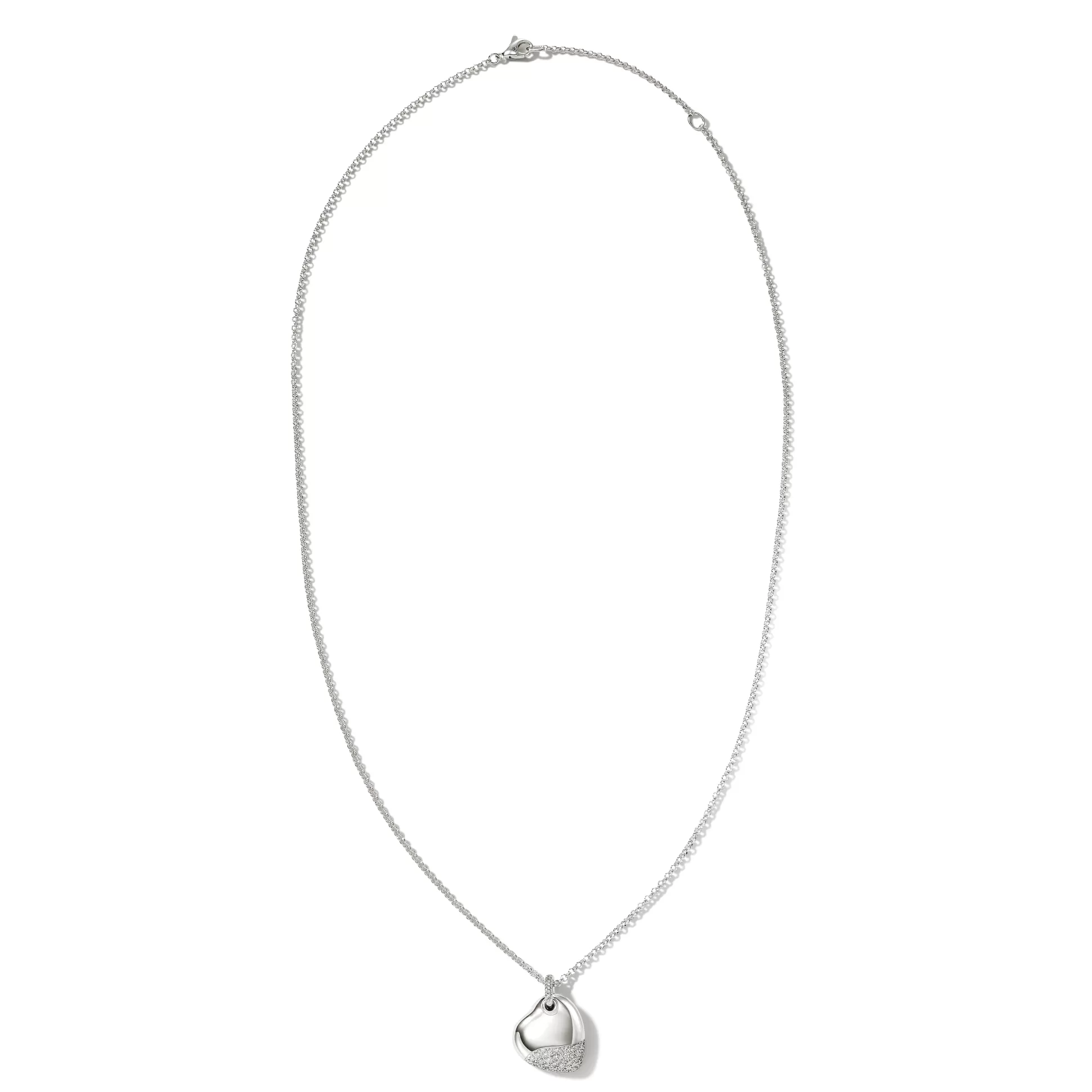 Discount John Hardy Pebble Heart Necklace, Silver, Diamonds, Large