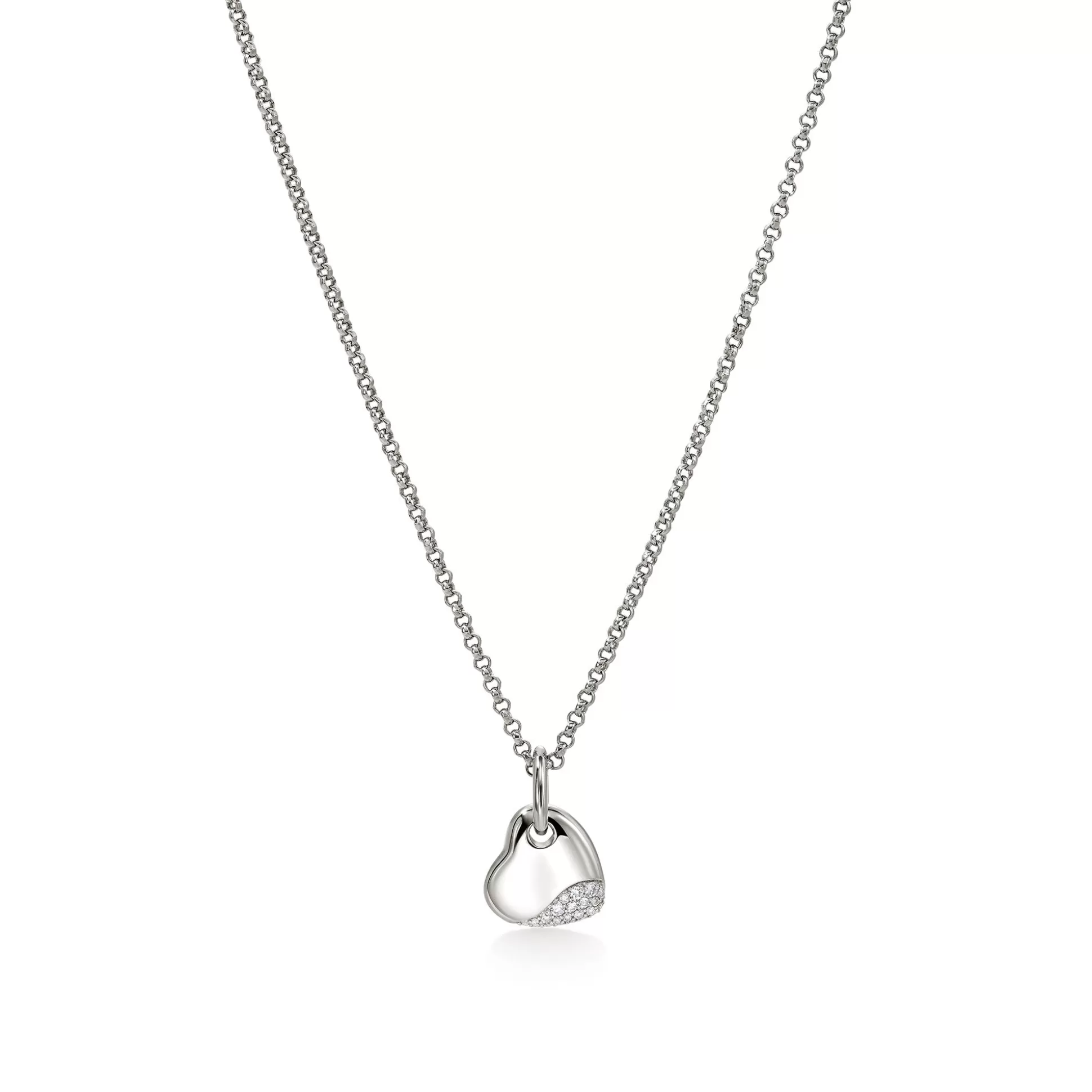 Best Sale John Hardy Pebble Heart Necklace, Silver, Diamonds, Small