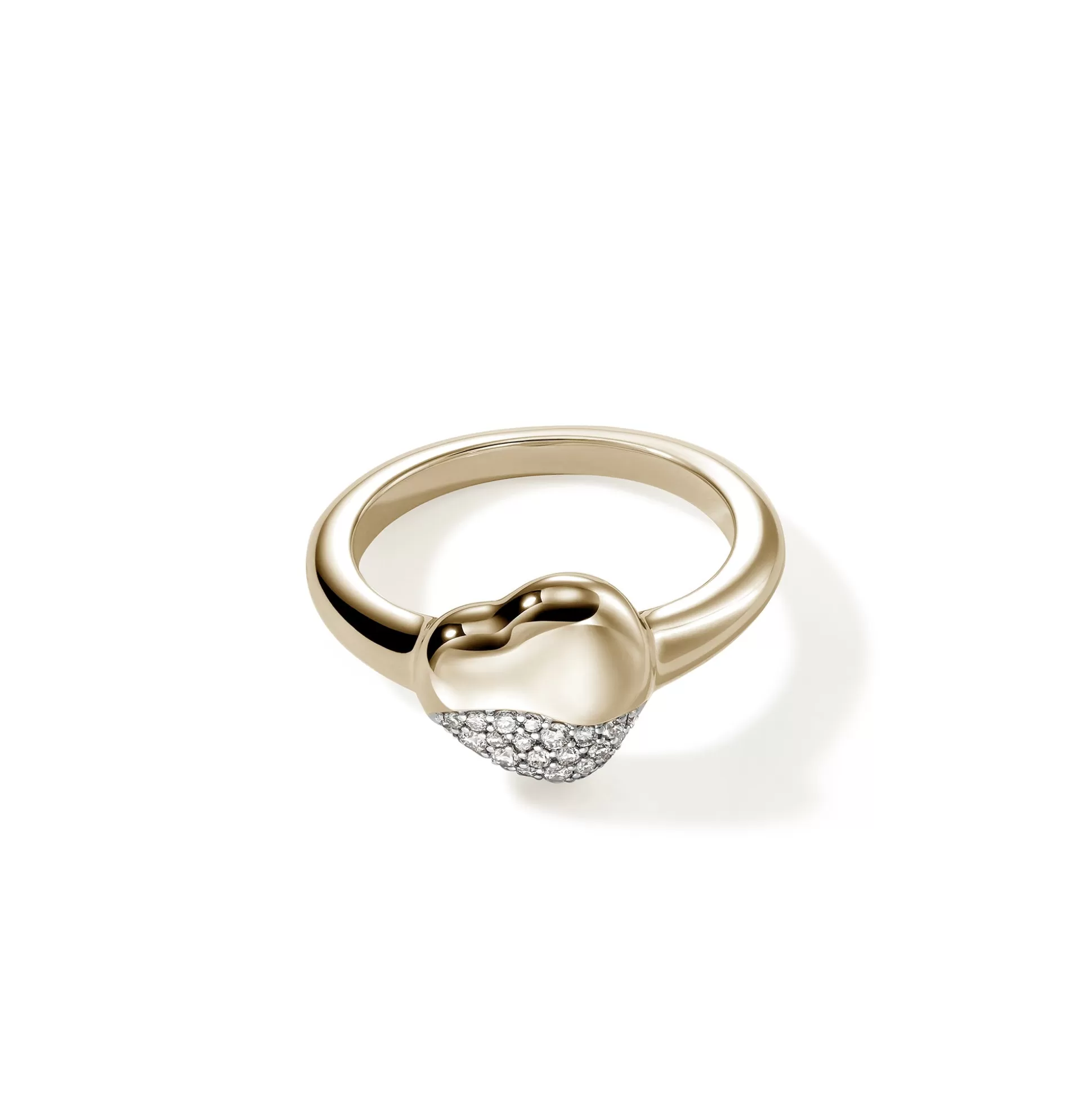 Outlet John Hardy Pebble Heart Ring, Gold, Diamonds