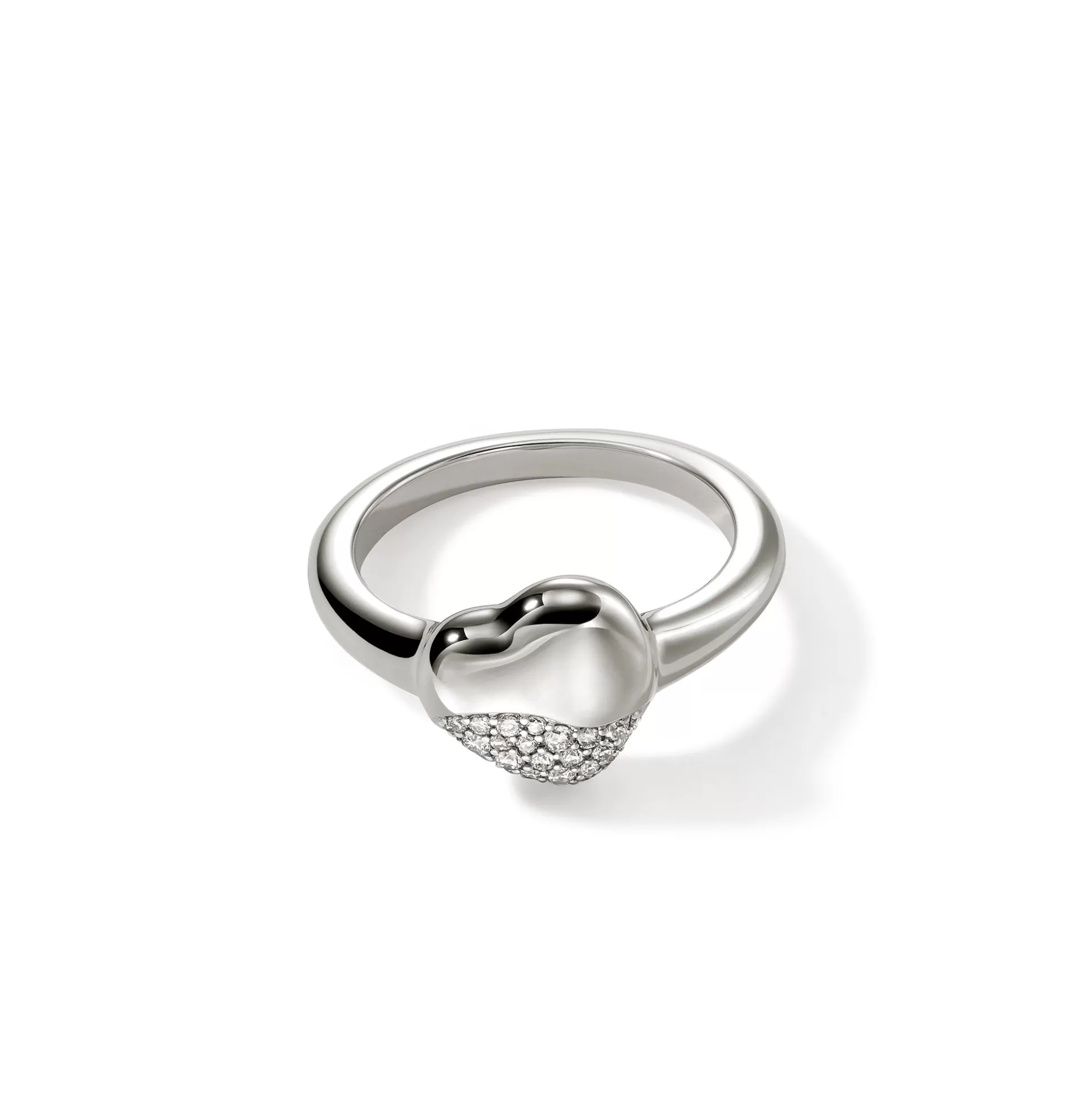 Shop John Hardy Pebble Heart Ring, Sterling Silver, Diamonds