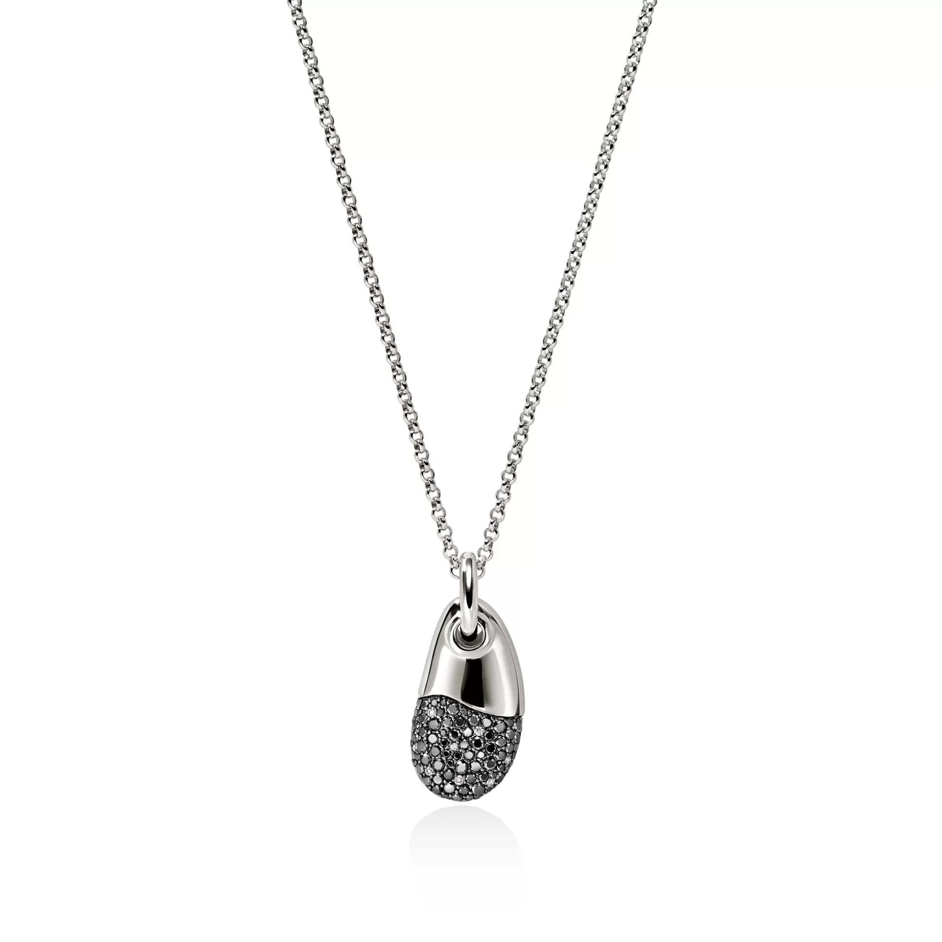 Clearance John Hardy Pebble Necklace, Sterling Silver, Black Sand Diamond Pavé