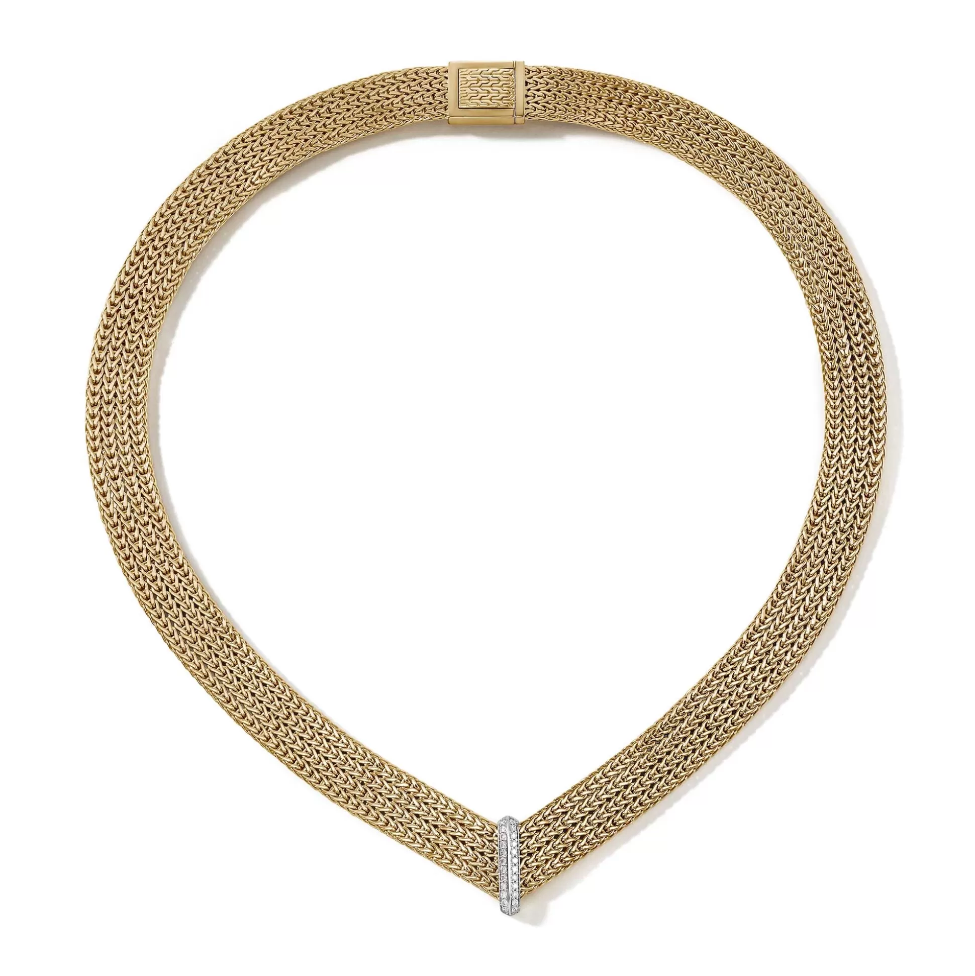 Online John Hardy Rata Chain Chevron Necklace, Gold, Diamonds