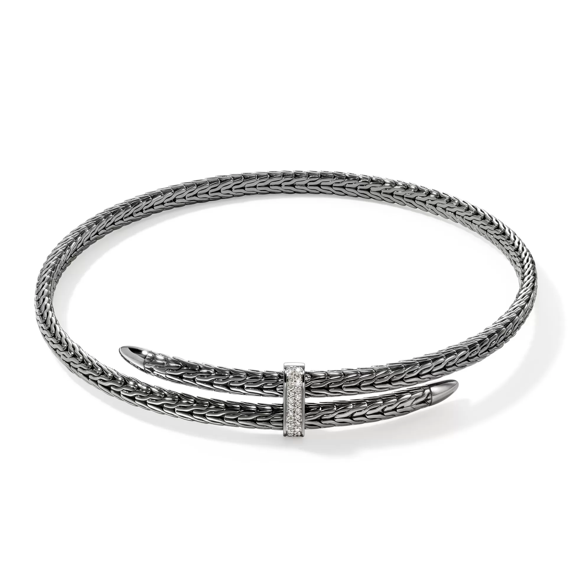 Flash Sale John Hardy Spear Coil Choker, Dark Silver, Diamonds