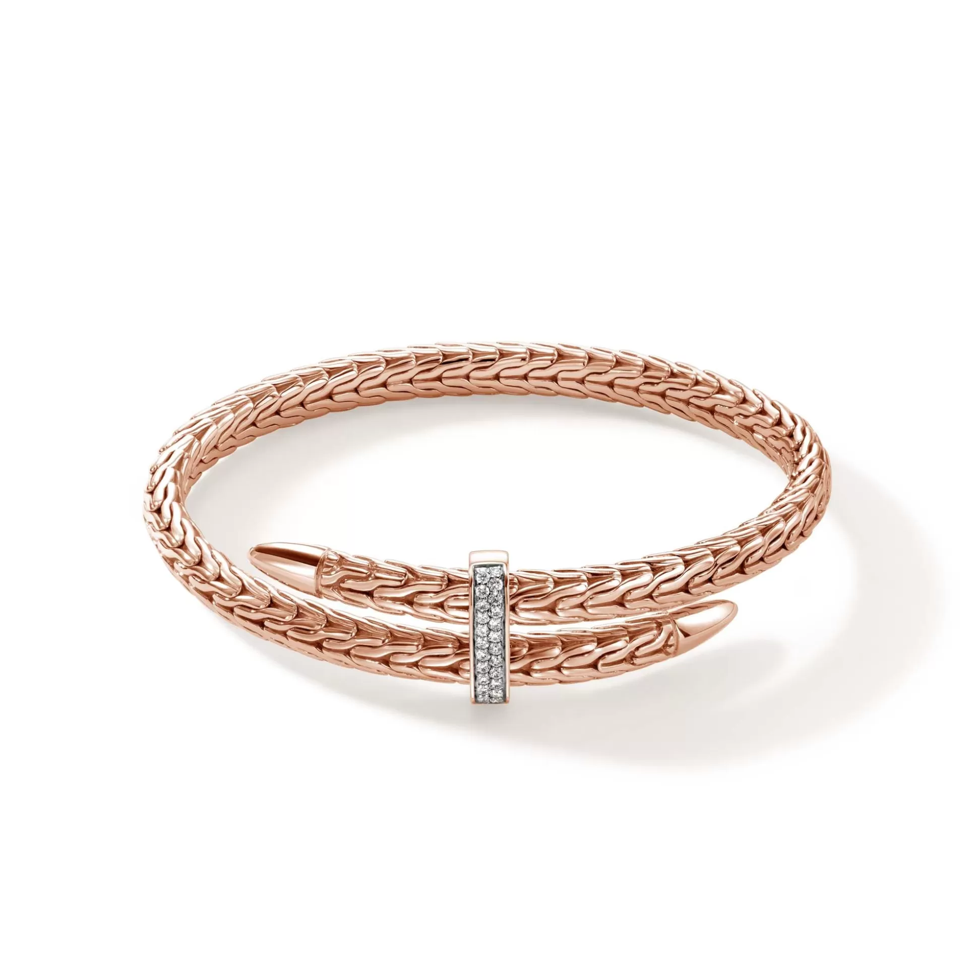 Store John Hardy Spear Flex Cuff, Rose Gold, Diamonds