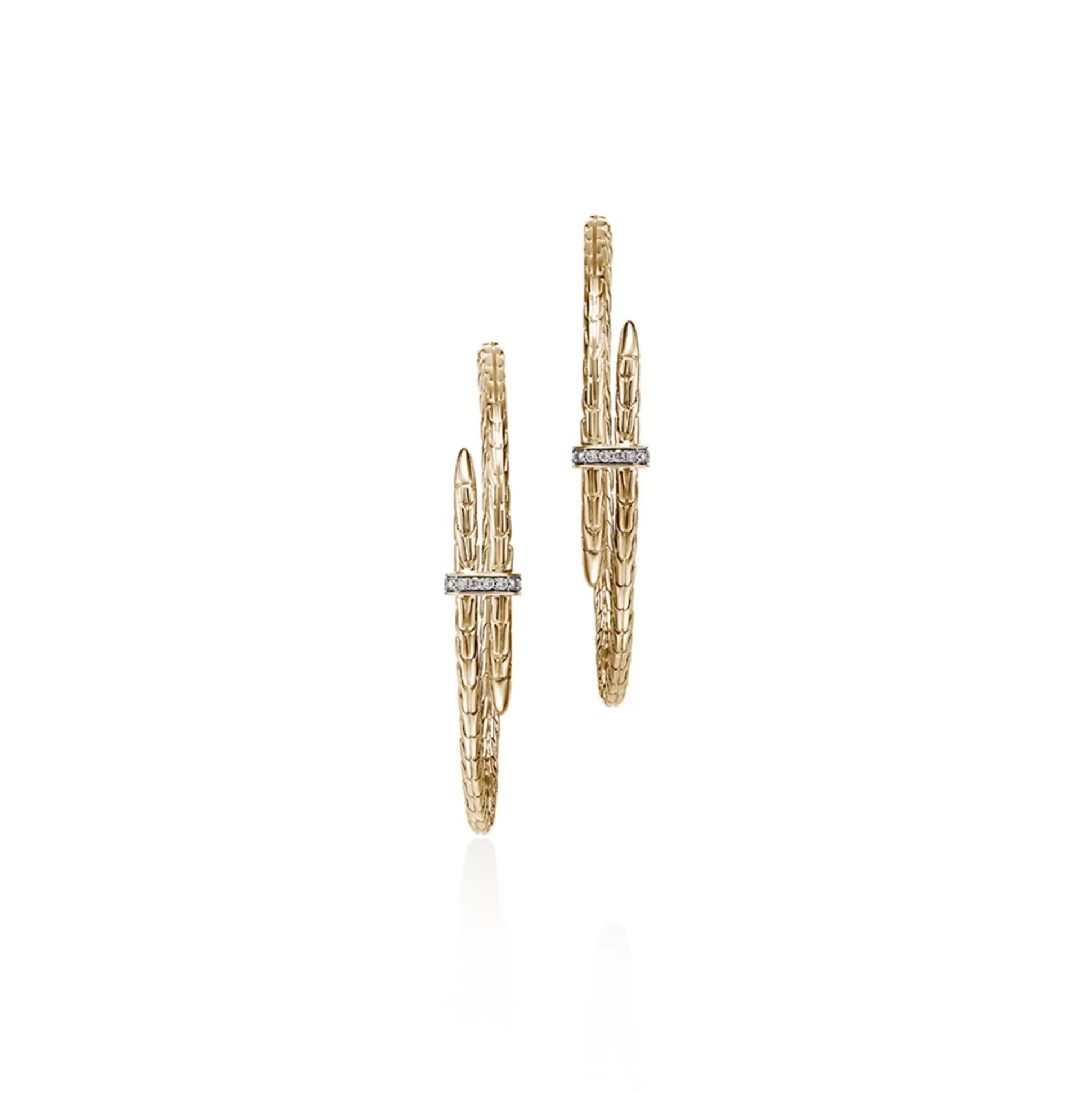 Outlet John Hardy Spear Hoop Earrings, Gold, Diamonds, Large