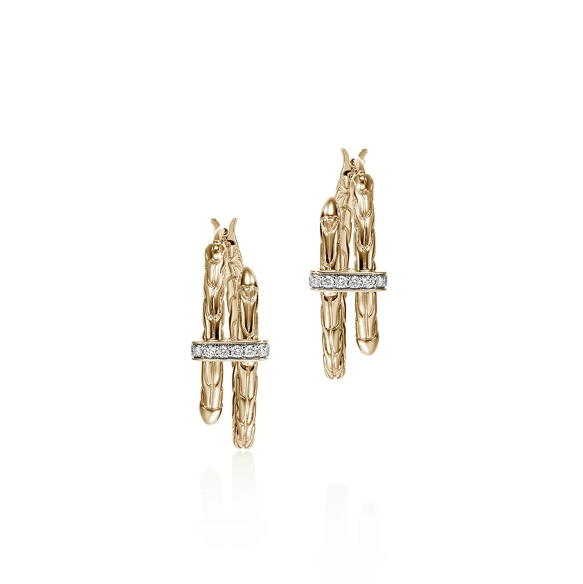 Clearance John Hardy Spear Hoop Earrings, Gold, Diamonds, Small