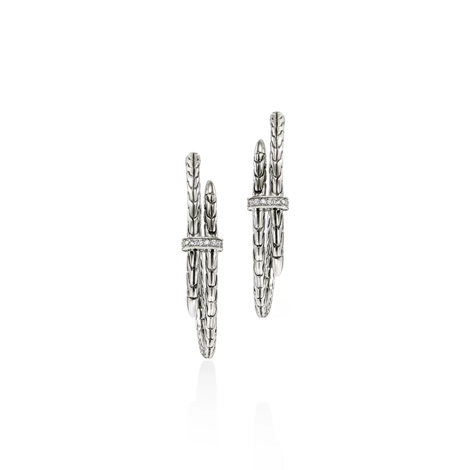 Flash Sale John Hardy Spear Hoop Earrings, Silver, Diamonds