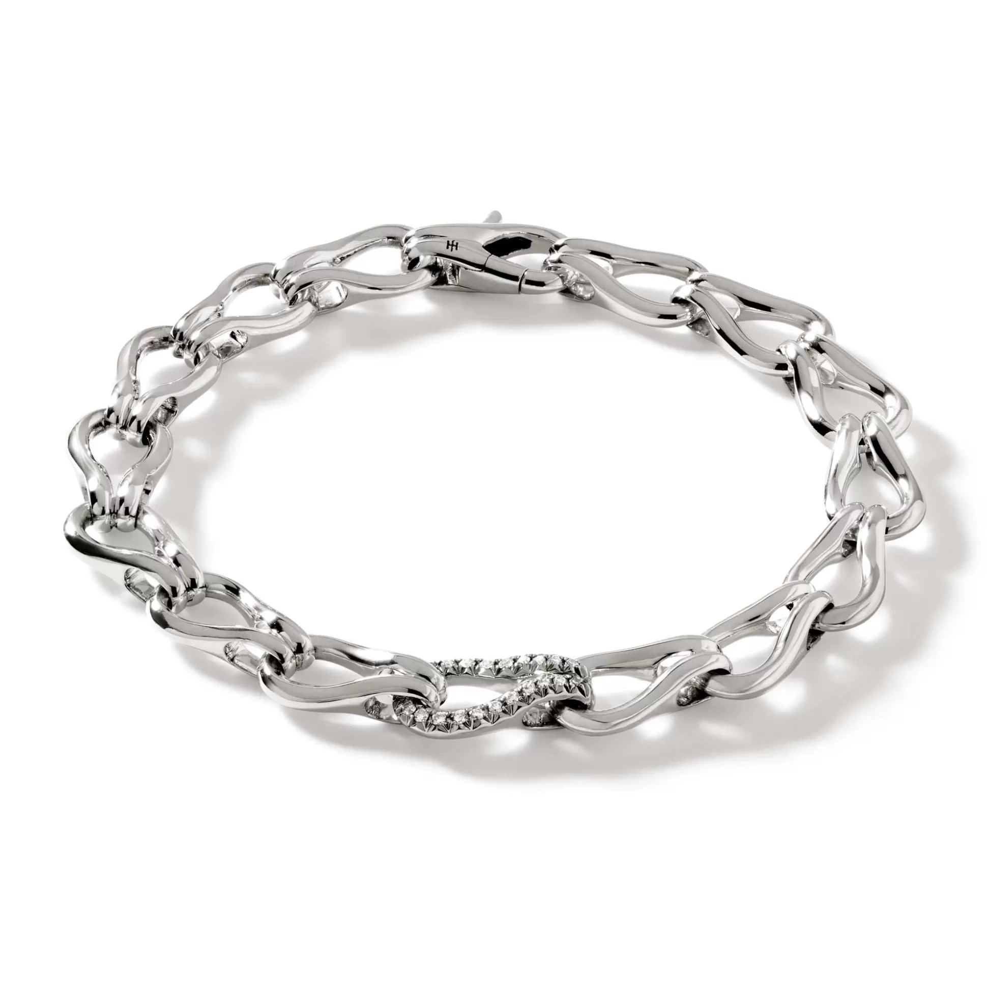 Shop John Hardy Surf Bracelet, Silver, Diamonds, 8.5MM