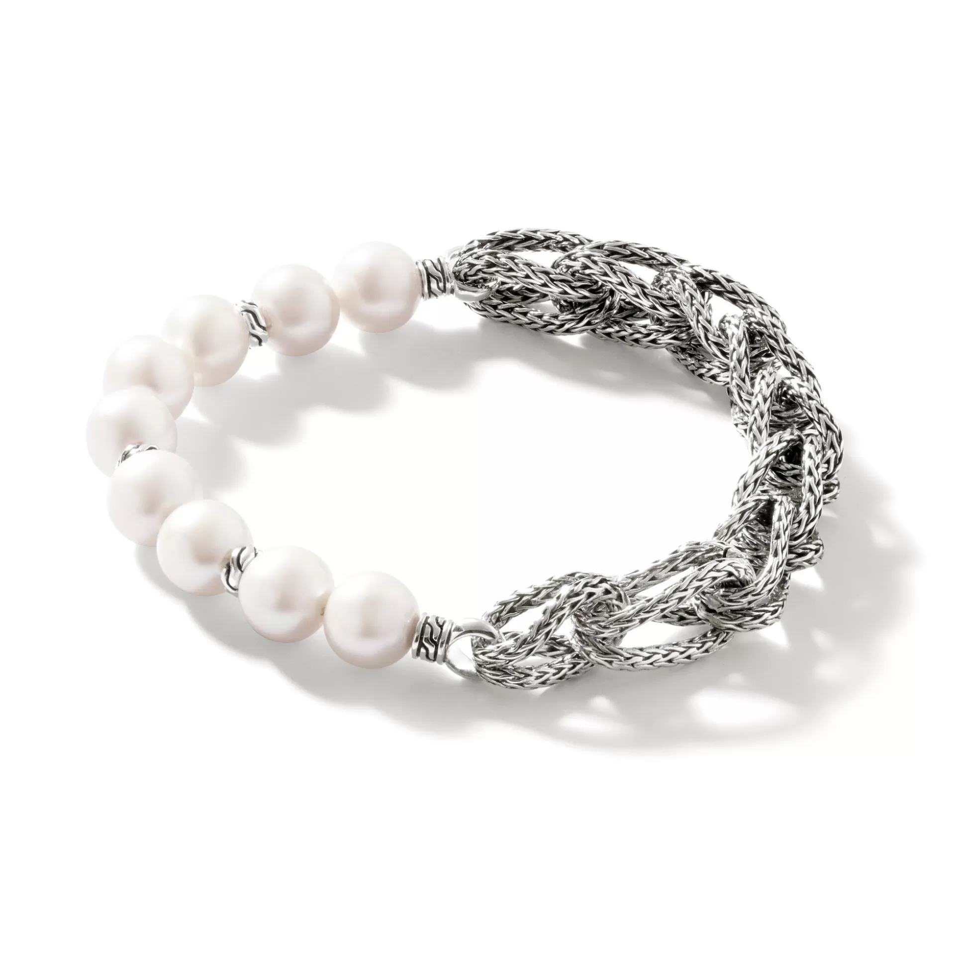 Best Sale John Hardy Surf Bracelet, Silver, Pearls, 10.5MM