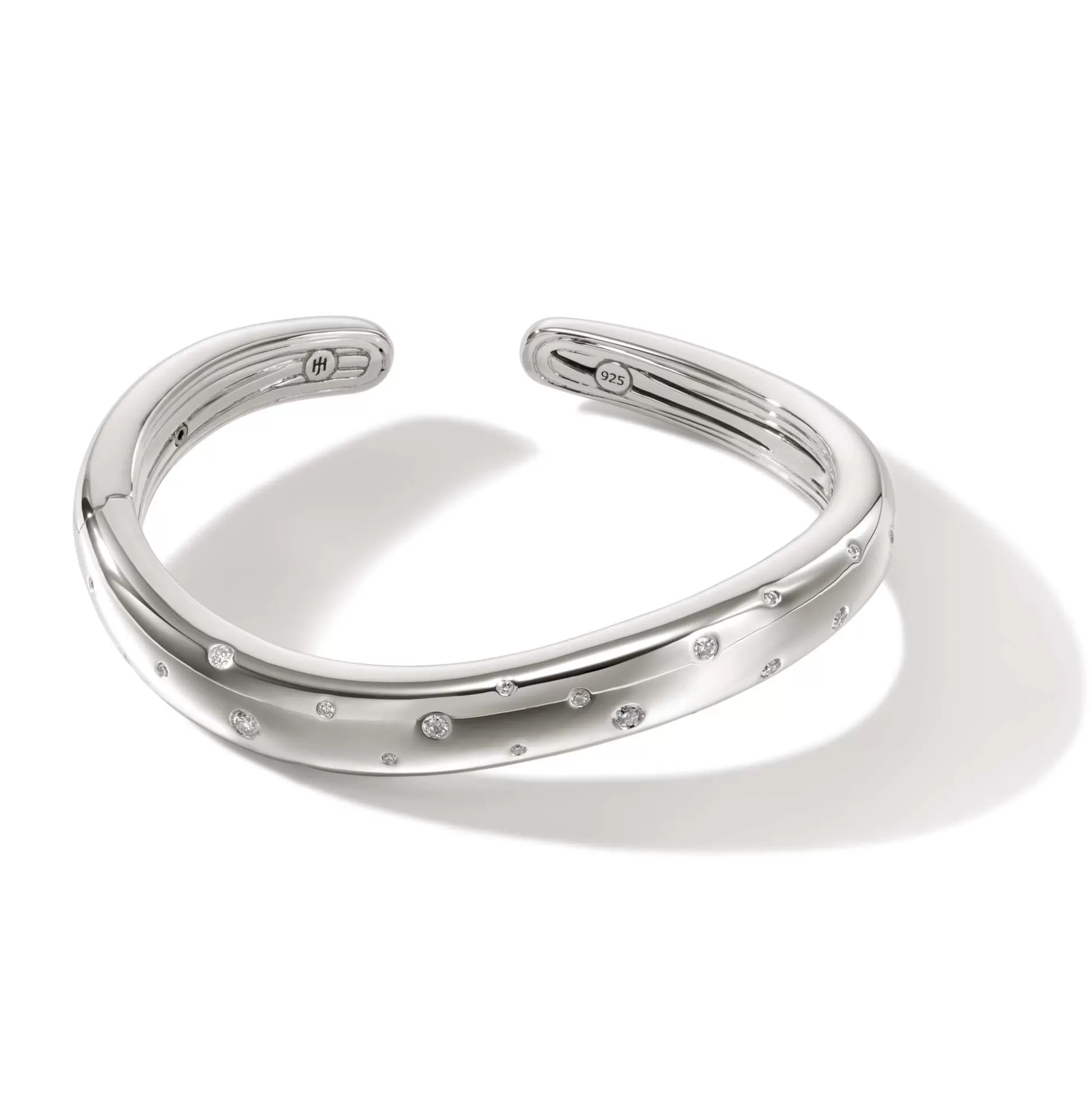 Shop John Hardy Surf Hinged Cuff, Silver, Diamonds