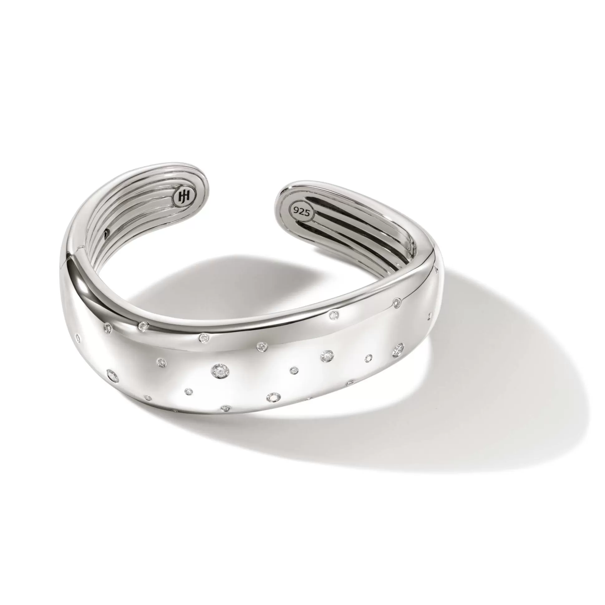 Best Sale John Hardy Surf Hinged Cuff, Silver, Diamonds, Wide