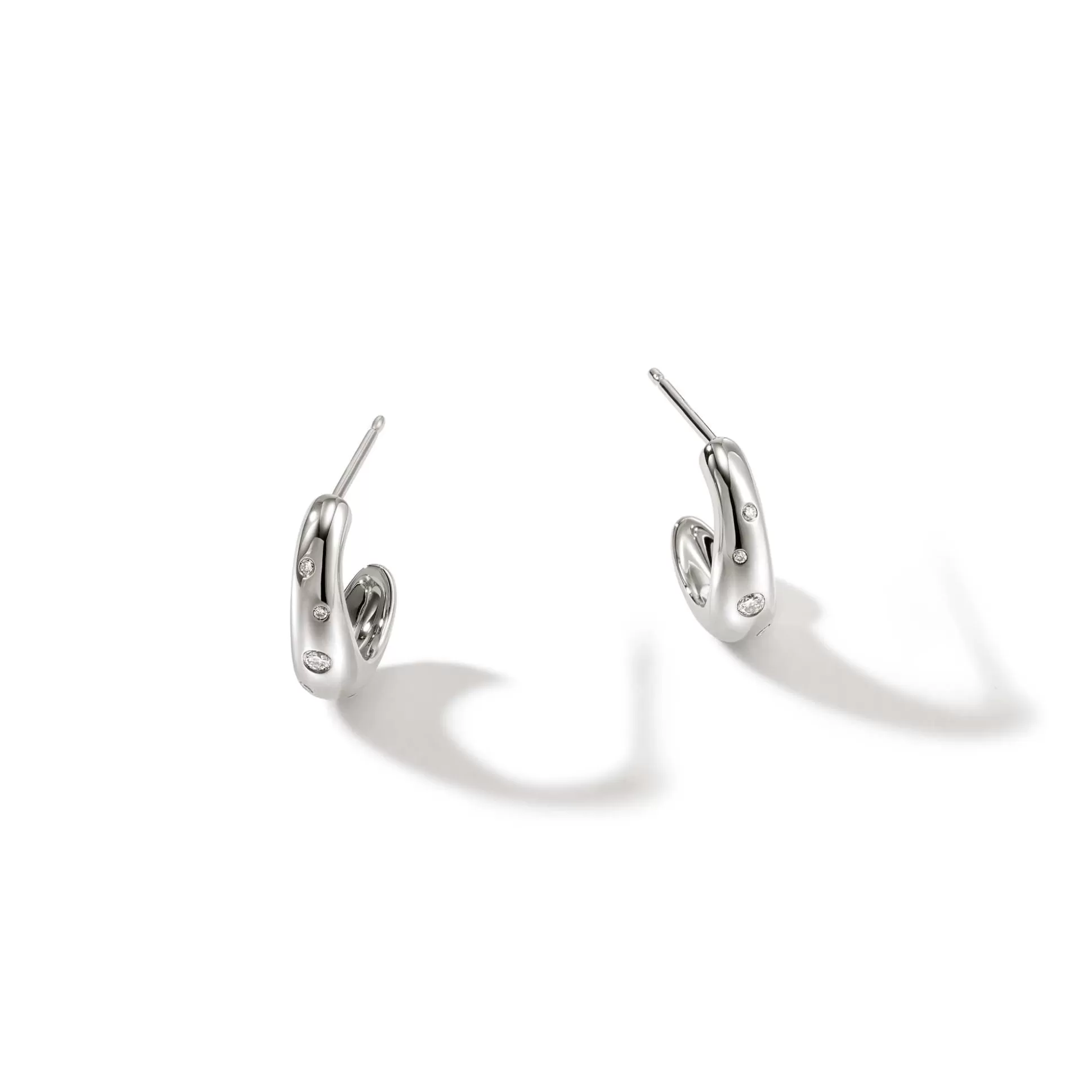 Best Sale John Hardy Surf J Hoop Earrings, Silver, Diamonds, Small