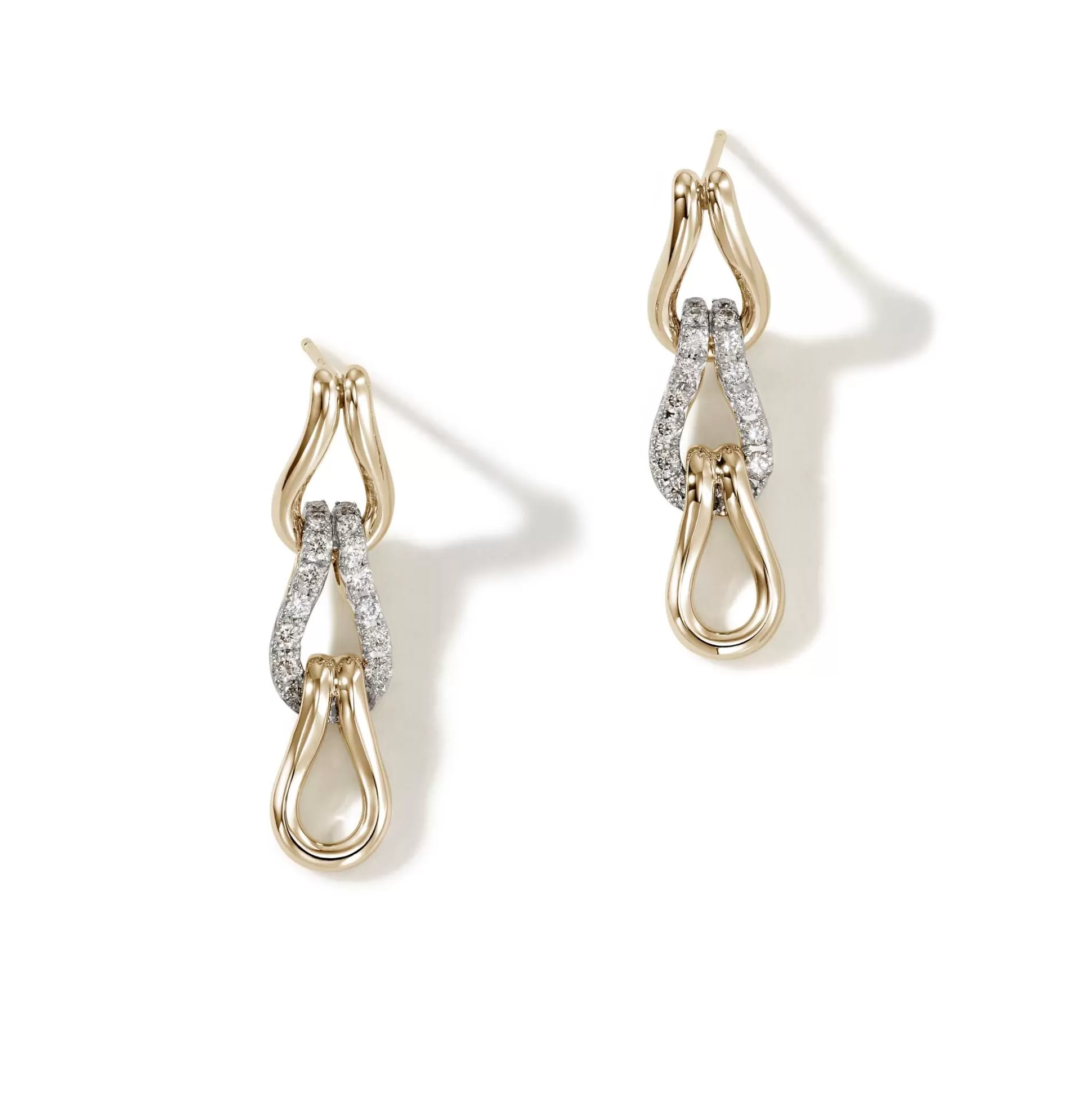 Clearance John Hardy Surf Link Earrings, Gold, Diamonds