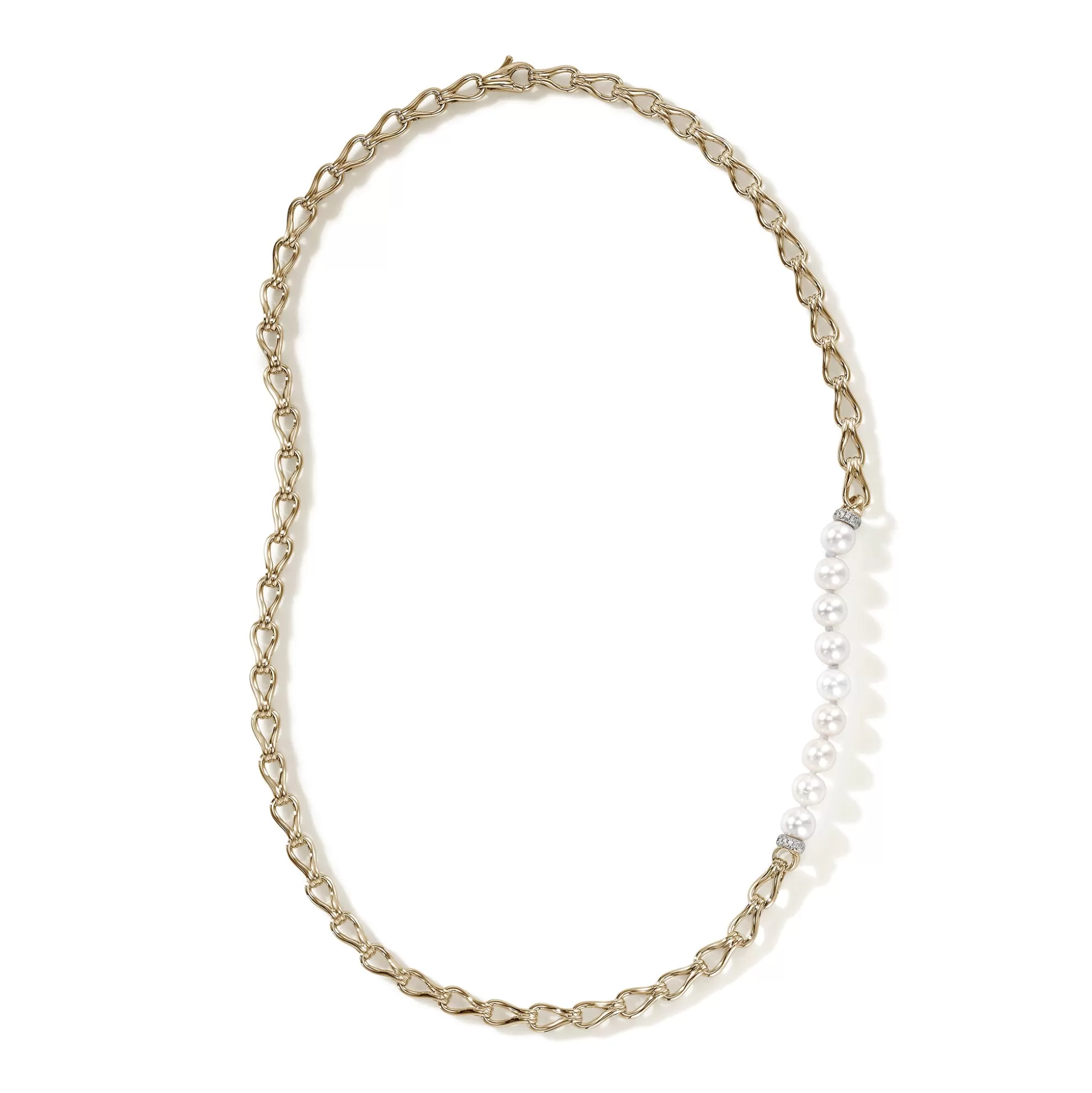 Outlet John Hardy Surf Necklace, Gold, Diamonds, Pearl, 5.5MM