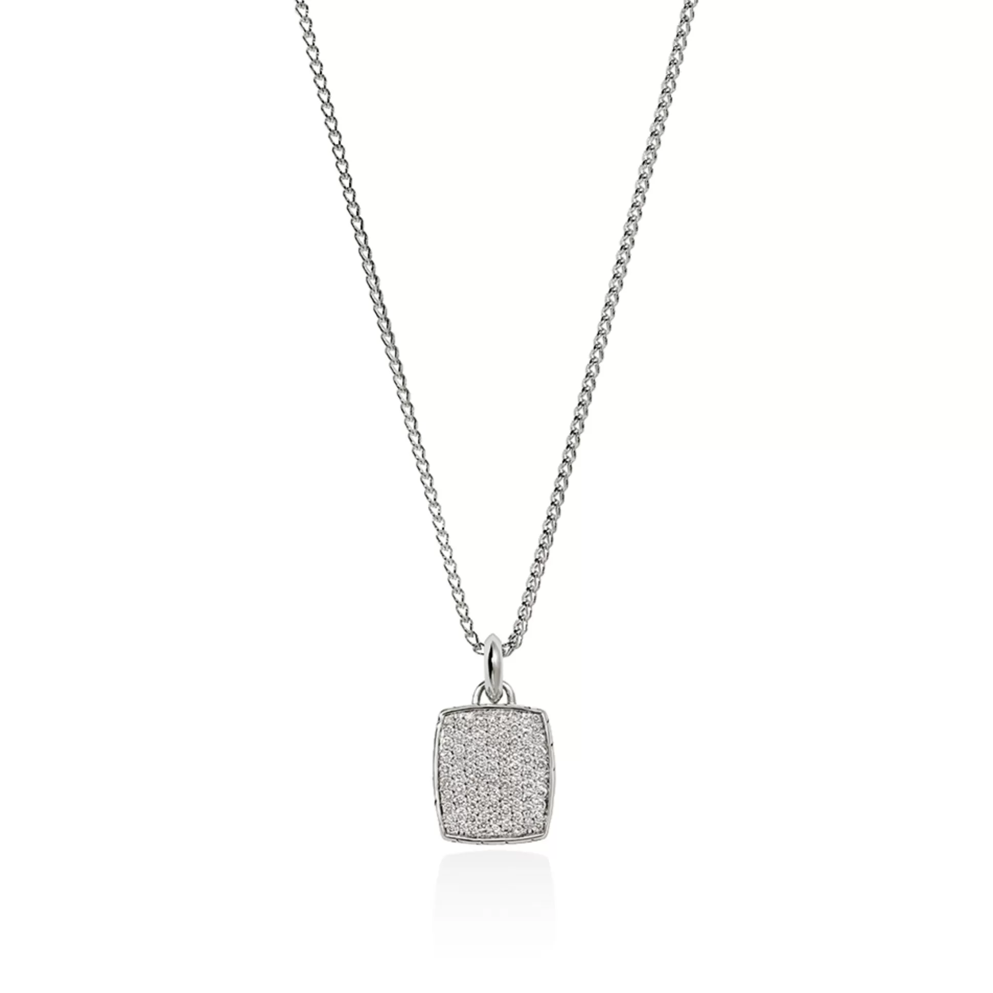 Cheap John Hardy Tag Necklace, Silver, Diamonds, 1.7MM